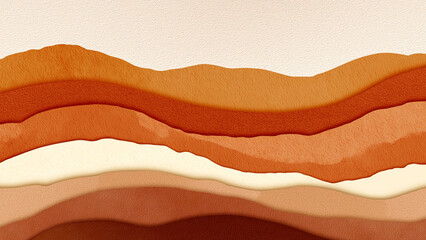 Obraz premium Muted earth tone layered texture background with abstract wavy design representing nature, balance, and seasonal flow 