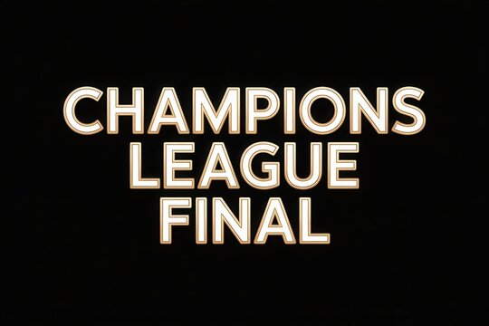 Champions League Final branding on black background, perfect for sports marketing projects