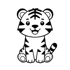 Tiger cartoon animal outline illustration drawing