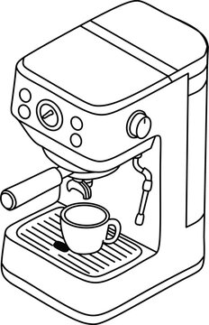 black and white coffee machine with cup clip art preview