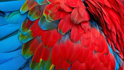 Fototapeta premium Vivid Parrot Feathers Close-up