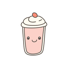 귀여운 딸기 맛 음료 일러스트 캐릭터 얼굴 