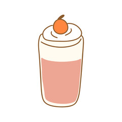 귀여운 딸기 맛 라떼 일러스트