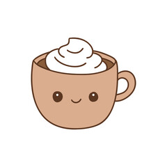 생크림이 올려진 귀여운 음료잔 일러스트 얼굴 