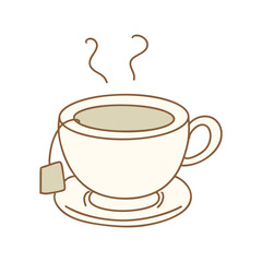 티백이 담겨진 뜨거운 홍차 일러스트