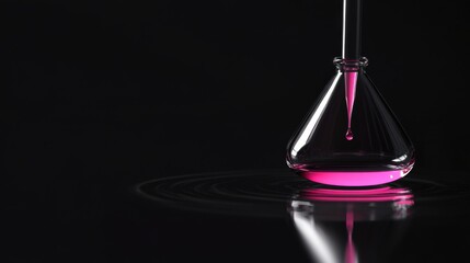 Chemical reaction experiment in laboratory science imagery dark background focused view innovative research