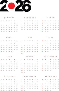 2026 Calendar A Year at a Glance - Downloadable Printable Yearly Planner