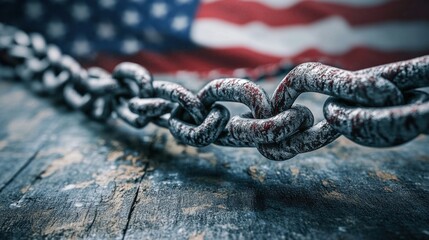 Chains of freedom american history symbolic imagery grunge textures captured in close-up perspective