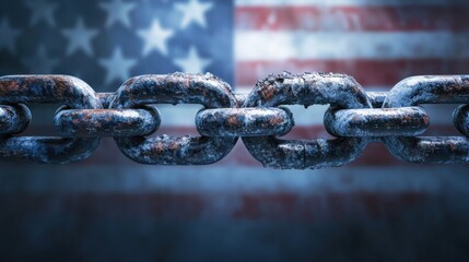 Symbolic chains of unity usa digital art industrial environment close-up perspective strength and resilience