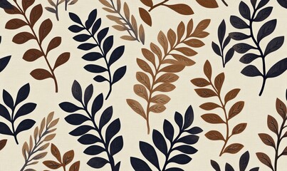 A seamless pattern with a digital illustration of large leaves