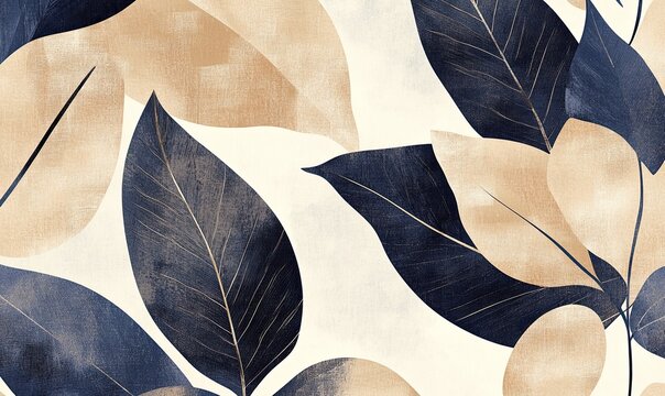 A seamless pattern with a digital illustration of large leaves