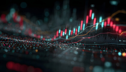 A digital representation showing the intersection of technology and finance, this image showcases an AI-enhanced stock chart, AI-Driven Stock Chart