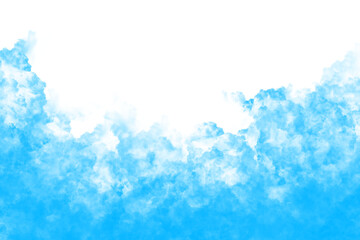 abstract sky blue smoke texture isolated on transparent background, vapor fog clouds rising up design element