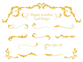 アンティークなアカンサス模様（エレガントで豪華な植物モチーフ）のクラシカルな装飾見出し・コーナーフレームセット