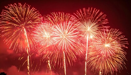 Fireworks explode in vibrant red