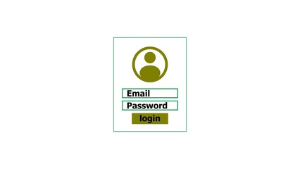 Simple login interface design with icon email and password fields and login button lime green color animation. black background 4k video.

