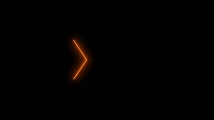 Neon arrow line bright movement red color 4k illustration. black background 4k illustration.