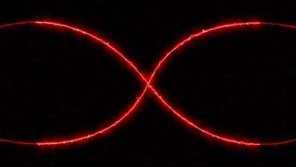 Neon lines bright energy  red color 4k illustration. Abstract futuristic technology background 4k illustration.