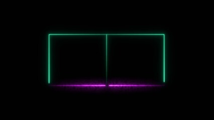 Neon line frame animation. Abstract moving neon bright square, colorful 4k illustration. black background 4k illustration.
