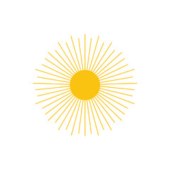 Bright yellow sunburst graphic with radiating lines, symbolizing energy and warmth in a minimalist style