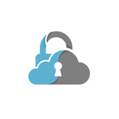 Cloud computing security concept with an unlocked padlock symbolizing data protection challenges