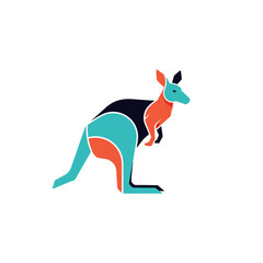 Colorful abstract illustration of a kangaroo in a dynamic pose, showcasing its agility and energy