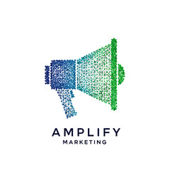 Colorful geometric megaphone symbolizing marketing communication and brand amplification
