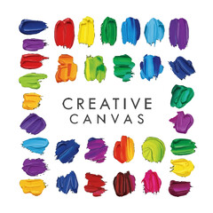 Colorful paint swatches arranged in a creative pattern showcasing artistic expression and design