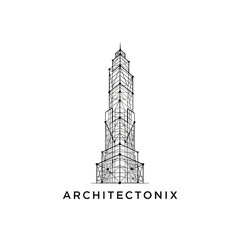 Detailed architectural sketch of a tall building design showcasing intricate lines and structure