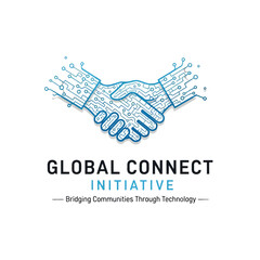 Digital handshake symbolizing collaboration and technology bridging communities for global initiatives