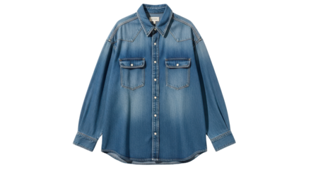 Denim shirt for casual everyday wear isolated PNG with Transparent Background