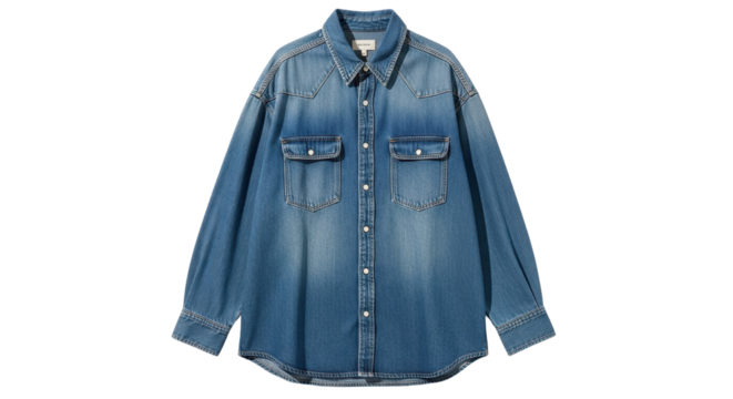 Denim shirt for casual everyday wear isolated PNG with Transparent Background
