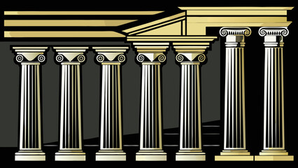 Vector art of timeless elegance an artistic rendering of classical greek columns, capturing the grandeur and sophistication of ancient architectural design