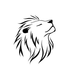 Lion. Lion simple black and white line art vector logo