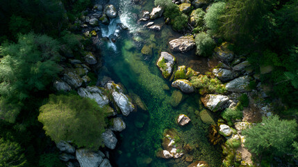 Mountain Stream with Mossy Rocks, 4K
