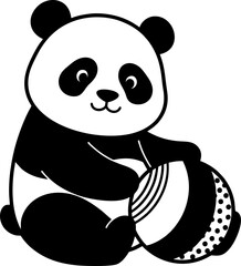 Vector image of a panda playing 