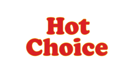 Red and Orange "Hot Choice" Text Graphic with Bold Retro Font Isolated on White
