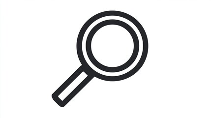 A simple, line-art magnifying glass icon, featuring a circular lens with a slightly thicker double outline and a straight handle.  The design is minimalistic and clean