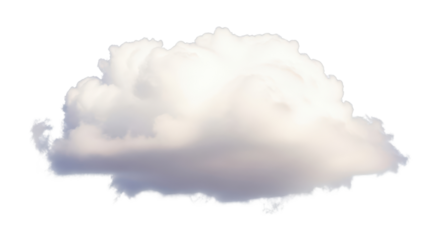Realistic isolated white fluffy cloud cutout on transparent background