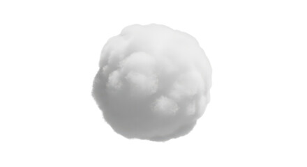 Fototapeta premium Fluffy white cloud isolated on white background, soft cotton ball texture, realistic round cumulus cloud element for sky compositing and graphic design