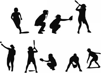Silhouettes of female fastbal...