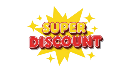 Super Discount sale banner graphic isolated PNG with Transparent Background