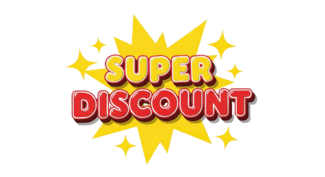 Super Discount sale banner graphic isolated PNG with Transparent Background