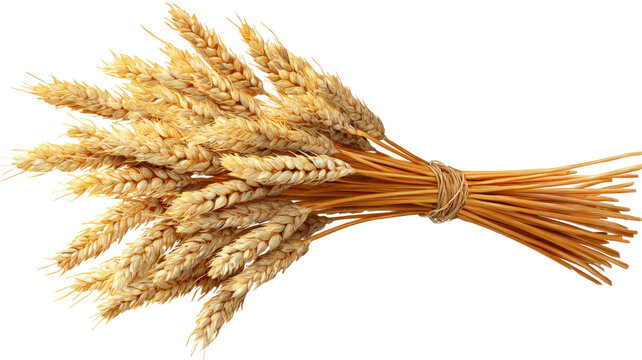 Golden wheat stalk bundle tied together symbolizing farm harvest organic agriculture and natural grain food product illustration isolated on white background