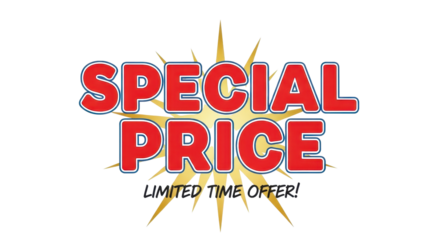 Isolated 'SPECIAL PRICE LIMITED TIME OFFER!' Red Vector Sticker Badge with Yellow Starburst