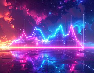 Futuristic Neon Glowing Lines Landscape