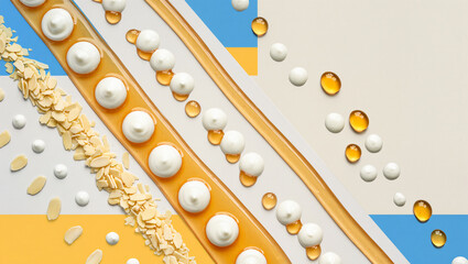 Cream and honey create a colorful, layered dessert