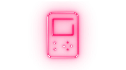 A pink neon game console icon isolated on transparent background, representing retro gaming, entertainment, and nostalgia with a bright and playful design © Moynul Haque