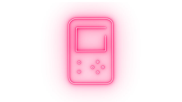 A pink neon game console icon isolated on transparent background, representing retro gaming, entertainment, and nostalgia with a bright and playful design