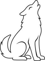 Howling Wolf Minimalist Line Art Vector